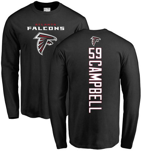Atlanta Falcons Men Black De Vondre Campbell Backer NFL Football #59 Long Sleeve T Shirt->atlanta falcons->NFL Jersey